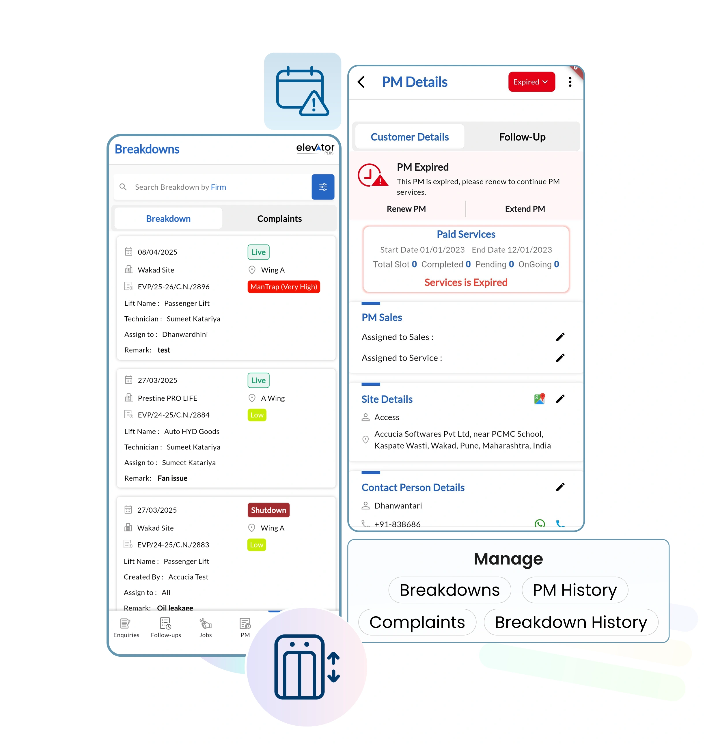 Elevator quotation software screenshot